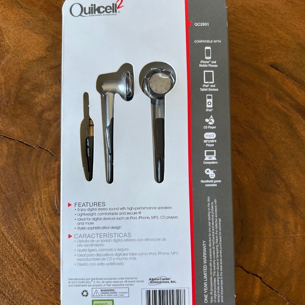 QUIKCELL2 High Performance Digital Stereo EARPHONES, NEW